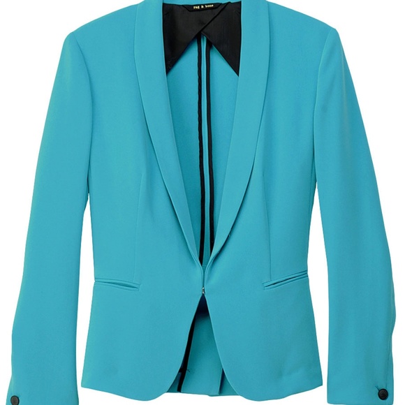 Rag & Bone Blue Silver Tuxedo Sz 8 Turquoise